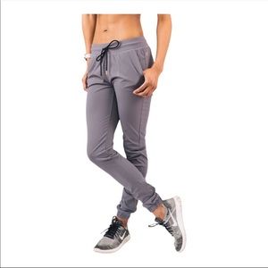 ZYIA Peak Unwind Zipper Joggers pants sweats grey purple Sz Medium